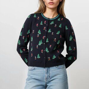 Talbots Skiers Appliqued Cashmere Blend Sweater and Matching Socks in Navy